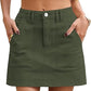 Eddoyee Women's High Waisted Mini Skirt, Stretch Summer Casual Skirt with Pockets