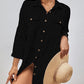Swiss Dot Long Sleeve Beach Shirt Dress: Women's Cover Up