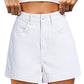 Eddoyee Women's High Waisted Distressed Ripped Bermuda Jean Shorts, Stretchy Roll Up Denim Shorts with Pockets