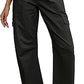 Eddoyee Women's High Waisted Barrel Jeans, Stretchy Wide Leg Baggy Cargo Ankle Denim Pants with 6 Pockets