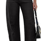 Eddoyee Women's High Waist Barrel Pants, Stretchy Wide Leg Baggy Y2k Boyfriend Ankle Trousers with Pockets