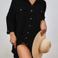 Swiss Dot Long Sleeve Beach Shirt Dress: Women's Cover Up