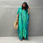 Plus Size Stripe Print V-Neck Beach Kaftan Cover-Up
