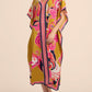V-Neck Print Beach Caftan for Women with Side Split