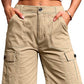 Eddoyee Women's High Waisted Bermuda Cargo Shorts, Stretch Wide Leg Relaxed Fit Knee Length Casual Pants