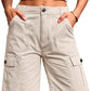 Eddoyee Women's High Waisted Bermuda Cargo Shorts, Stretch Wide Leg Relaxed Fit Knee Length Casual Pants