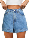Eddoyee Women's High Waisted Distressed Ripped Bermuda Jean Shorts, Stretchy Roll Up Denim Shorts with Pockets