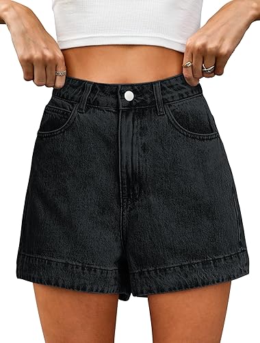 Eddoyee Women's High Waisted Distressed Ripped Bermuda Jean Shorts, Stretchy Roll Up Denim Shorts with Pockets
