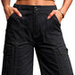 Eddoyee Women's High Waisted Bermuda Cargo Shorts, Stretch Wide Leg Relaxed Fit Knee Length Casual Pants