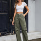 Eddoyee Women's High Waisted Barrel Jeans, Stretchy Wide Leg Baggy Cargo Ankle Denim Pants with 6 Pockets