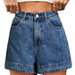 Eddoyee Women's High Waisted Distressed Ripped Bermuda Jean Shorts, Stretchy Roll Up Denim Shorts with Pockets