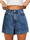 Eddoyee Women's High Waisted Distressed Ripped Bermuda Jean Shorts, Stretchy Roll Up Denim Shorts with Pockets