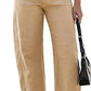 Eddoyee Women's High Waist Barrel Pants, Stretchy Wide Leg Baggy Y2k Boyfriend Ankle Trousers with Pockets