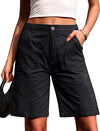 Eddoyee Women's Denim Bermuda Shorts, Knee Length Stretchy Jean Jorts with Pockets, Casual Relaxed Fit