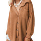 Cyenaly Relaxed Fit Waffle Texture Blouse for Women, V-Neck Button Up Shirts, Versatile Loungewear Tops with Boyfriend Style