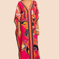 V-Neck Print Beach Caftan for Women with Side Split