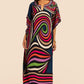 V-Neck Print Beach Caftan for Women with Side Split