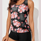 Cyenal Stylish Tankini Swimwear for Women, Printed Bathing Trunks with Solid Racerback Tank Tops, Slimming Loose Fit Swimsuit Set
