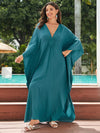 Peacock Green Solid Kaftan Dress - Women's Loungewear