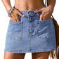 Eddoyee Women's Y2k Denim Skort, Stretchy Mini Jean Skirt with Built-in Shorts and Pockets