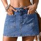 Eddoyee Women's Y2k Denim Skort, Stretchy Mini Jean Skirt with Built-in Shorts and Pockets