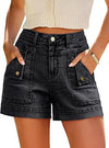 Eddoyee Women's High Waist Y2k Jean Cargo Shorts, Stretchy Wide Leg Denim Casual Shorts with Pockets