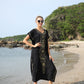 Embroidered V-Neck Swimsuit Cover Up Short Sleeve Beach Kaftan