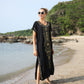 Embroidered V-Neck Swimsuit Cover Up Short Sleeve Beach Kaftan