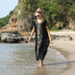 Embroidered V-Neck Swimsuit Cover Up Short Sleeve Beach Kaftan