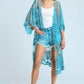 Mesh Embroidered Kimono Cardigan: Women's 3/4 Sleeve Cover Up