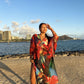 Plus Size Floral Print Kaftan Swimwear Cover-Up with Side Split
