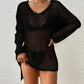 Long Sleeve Crochet Beach Dress for Women - Sexy Swim Cover-Up