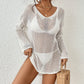 Long Sleeve Crochet Beach Dress for Women - Sexy Swim Cover-Up