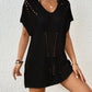 Women's Short Sleeve Crochet Swimsuit Cover Up