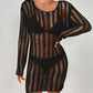 Long Sleeve Crochet Swimwear Cover Up - Sexy Beach Dress