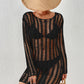 Long Sleeve Crochet Swimwear Cover Up - Sexy Beach Dress