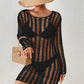 Long Sleeve Crochet Swimwear Cover Up - Sexy Beach Dress