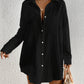 White V-Neck Beach Dress Shirt S - Oversized Cover-Up