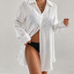 Women's Long Sleeve V-neck Black Swimsuit Cover-Up Shirt