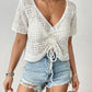 Short Sleeve Crochet Swim Cover Up for Women