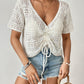 Short Sleeve Crochet Swim Cover Up for Women