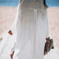 White Long Sleeve Button Down Beach Shirt Dress