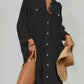 Swiss Dot Long Sleeve Beach Shirt Dress: Women's Cover Up