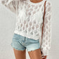 Long Sleeve Crochet Swim Cover Up for Women with Hollow Out Mesh Top