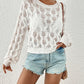 Long Sleeve Crochet Swim Cover Up for Women with Hollow Out Mesh Top