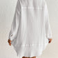 White Long Sleeve Oversized Button Beach Cover-Up Shirt