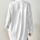 V-Neck Long Sleeve White Beach Cover-Up Shirt