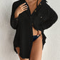 White Long Sleeve Oversized Button Beach Cover-Up Shirt