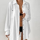 V-Neck Long Sleeve White Beach Cover-Up Shirt