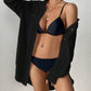 V-Neck Long Sleeve White Beach Cover-Up Shirt